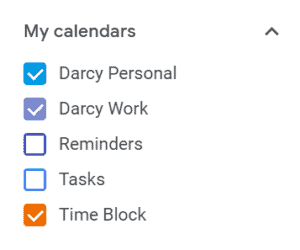 My Google Calendars