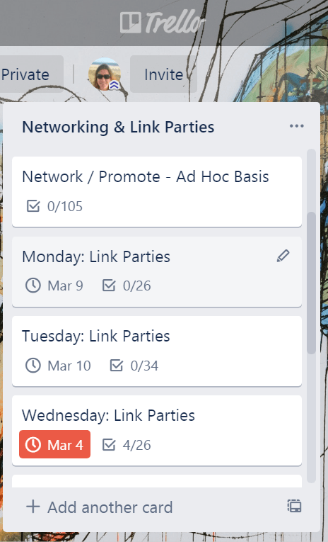 Trello business networking board