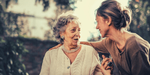 Woman enjoying a nice day with her mother