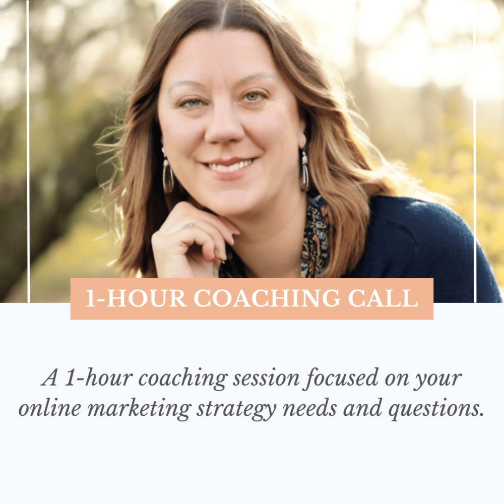 Photo of Darcy with descriptive text about a 1-hour coaching call