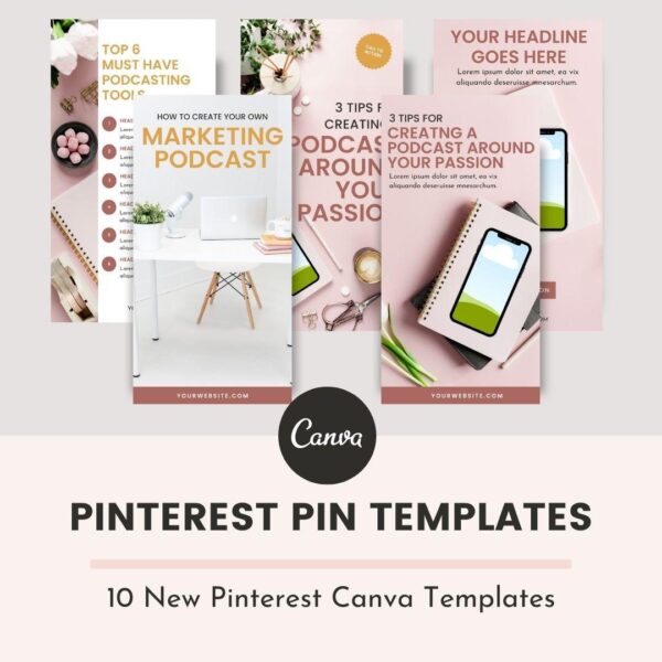 Set of 10 Pinterest pin templates