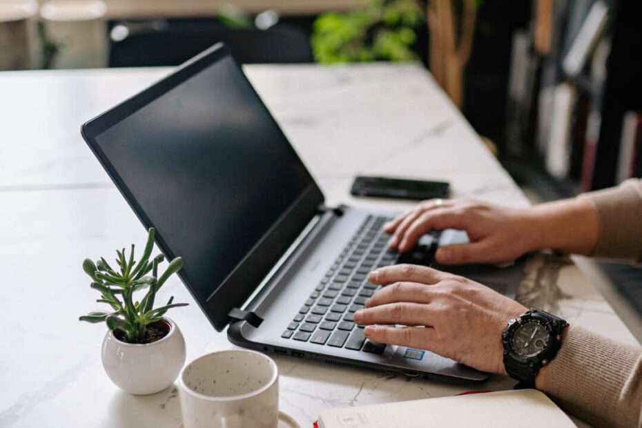 Typing using a laptop